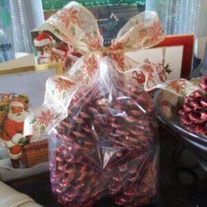 Red Glitter Pinecones-4 Christmas Pinecones for Crafts-Wreaths-Vases-Table Decor